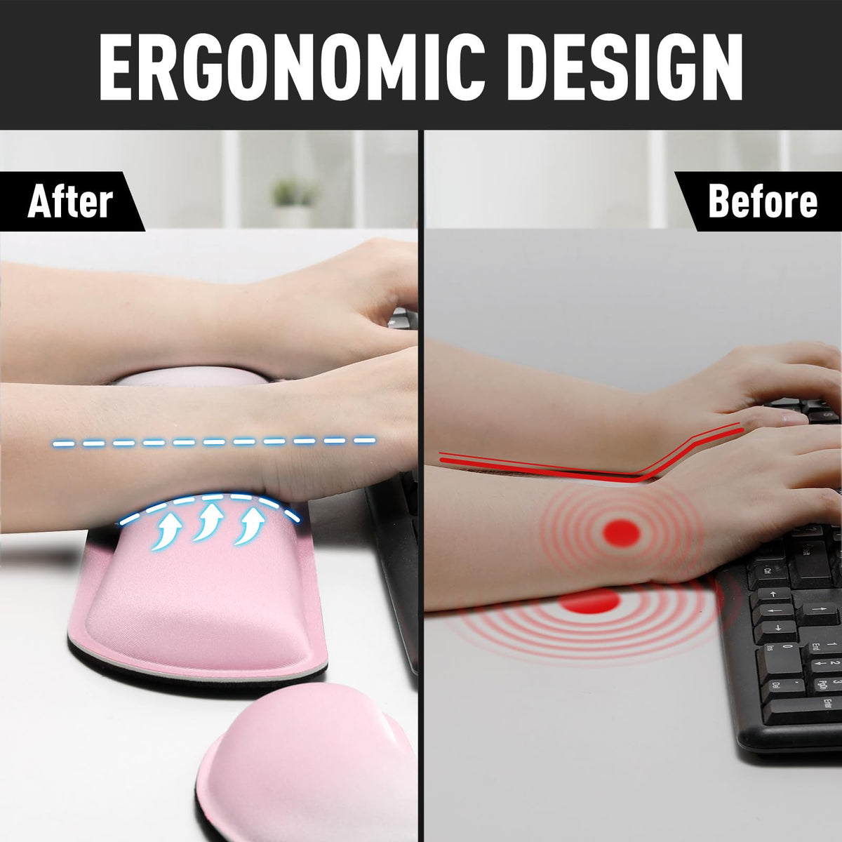 Gimars Memory Foam Wrist Rest for Computer Keyboard, Wrist Support for Office Gaming