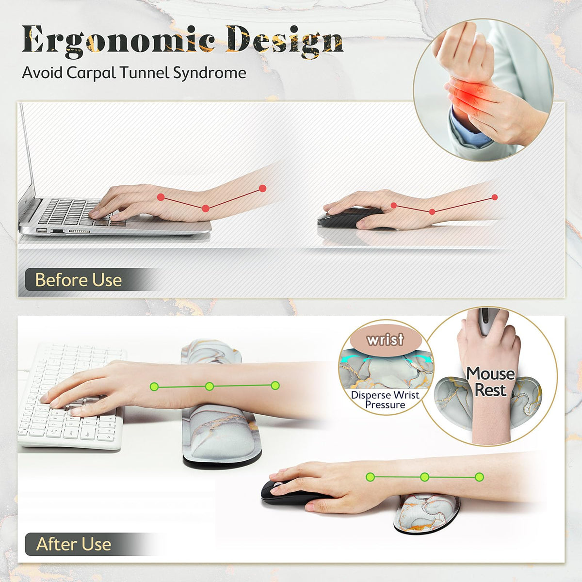 Gimars Memory Foam Wrist Rest for Computer Keyboard, Wrist Support for Office Gaming