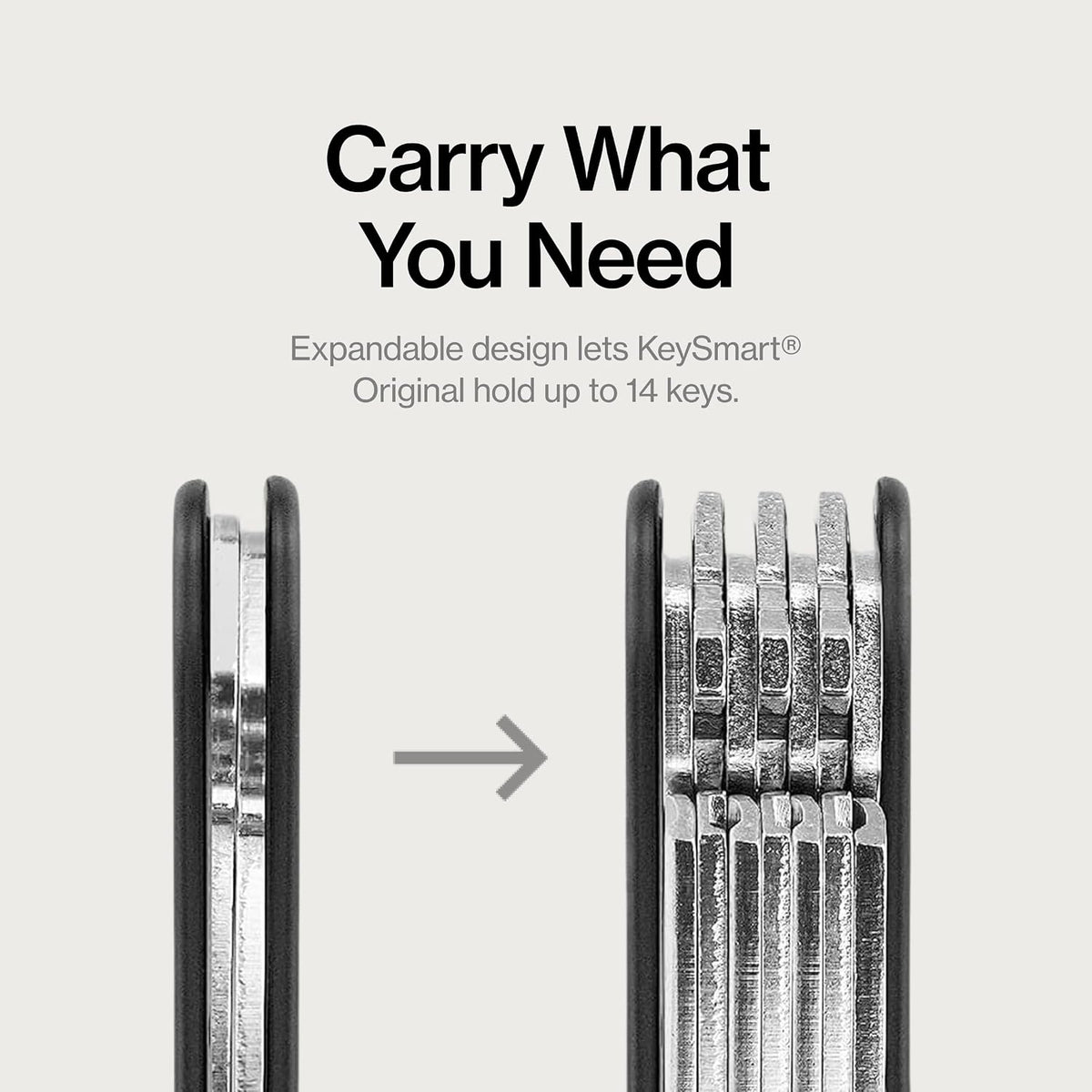 KeySmart Original Key Holder - Compact Key Organizer for Key Chain, Minimalist Clutter-Free EDC Keychains Key Ring, Red Forged Carbon, 14 Keys