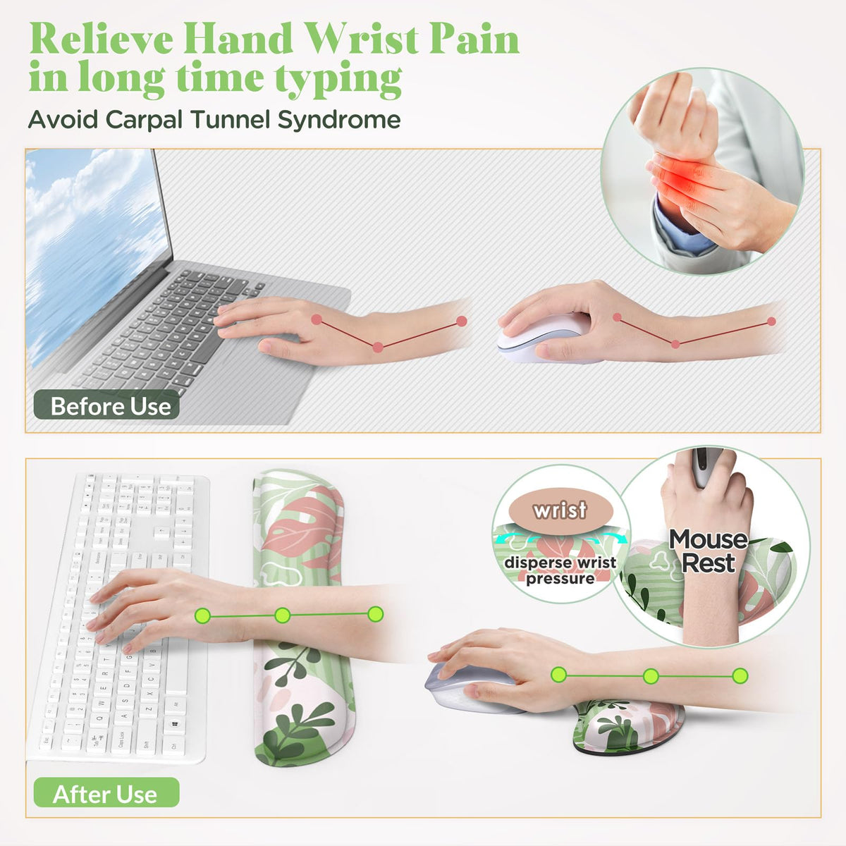 Gimars Memory Foam Wrist Rest for Computer Keyboard, Wrist Support for Office Gaming