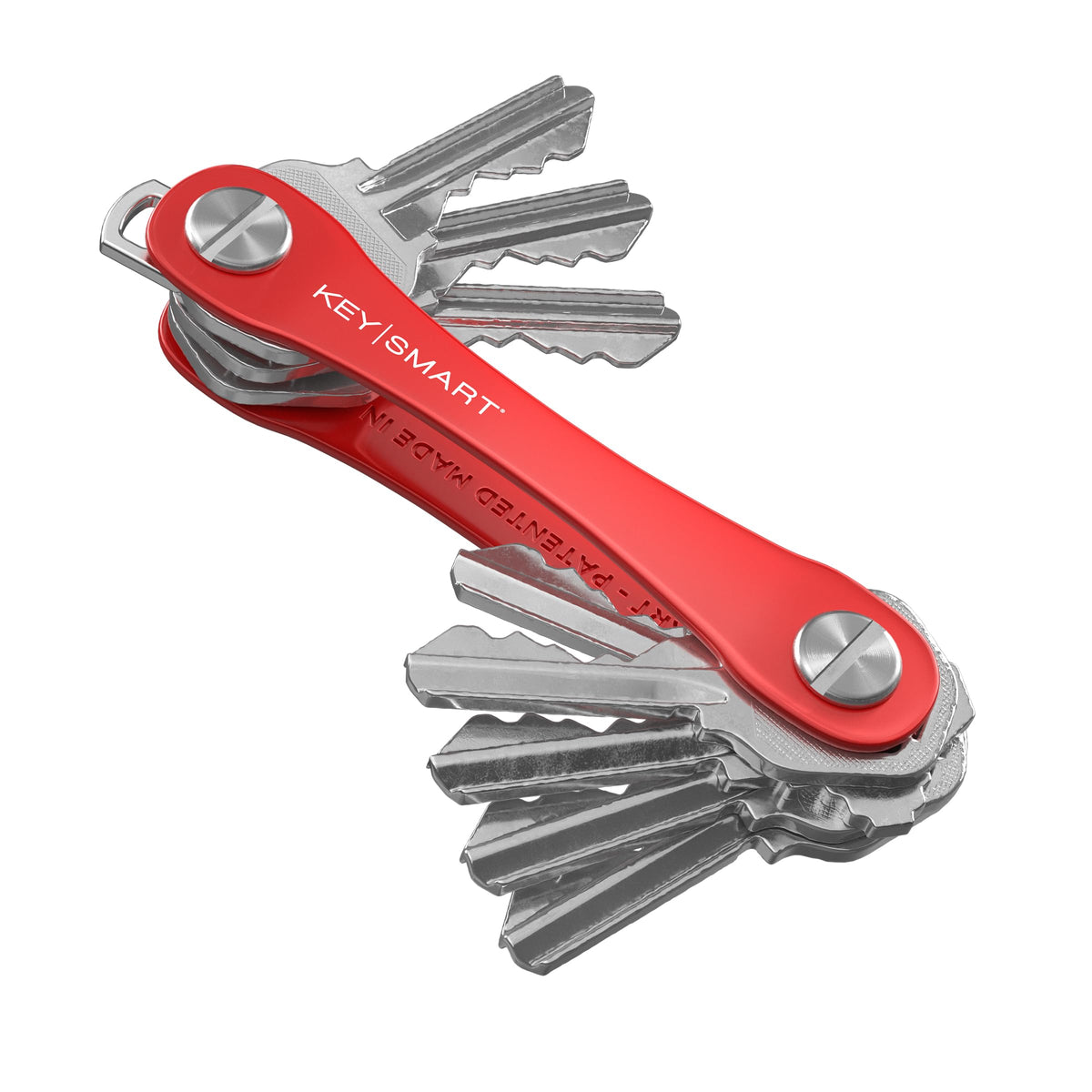 KeySmart Original Key Holder - Compact Key Organizer for Key Chain, Minimalist Clutter-Free EDC Keychains Key Ring, Red Forged Carbon, 14 Keys