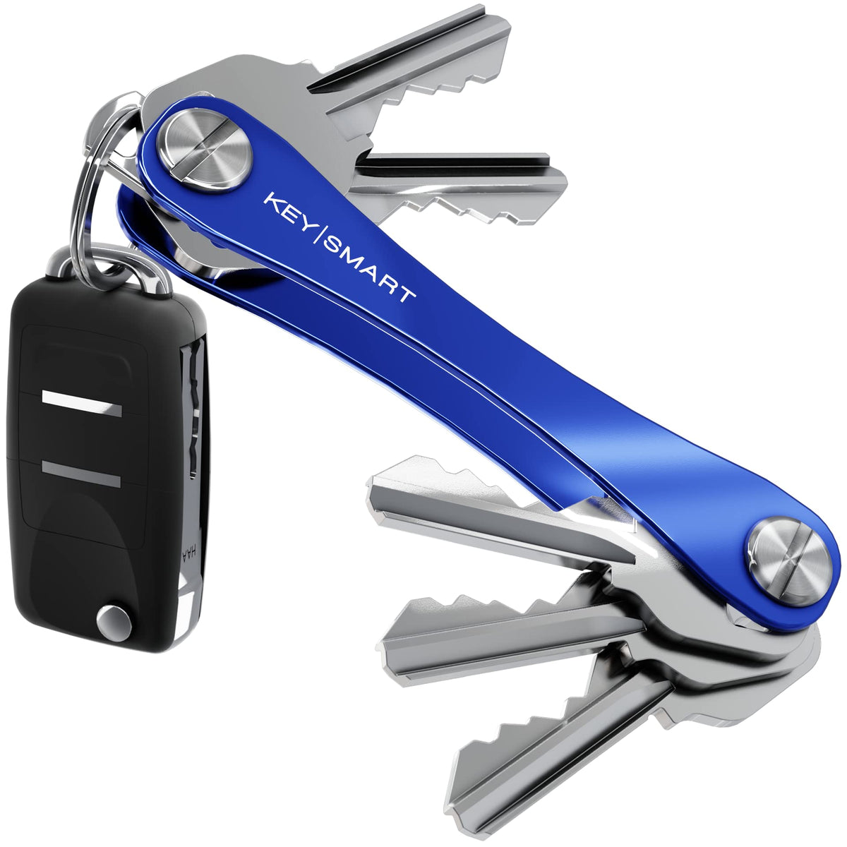 KeySmart Original Key Holder - Compact Key Organizer for Key Chain, Minimalist Clutter-Free EDC Keychains Key Ring, Red Forged Carbon, 14 Keys