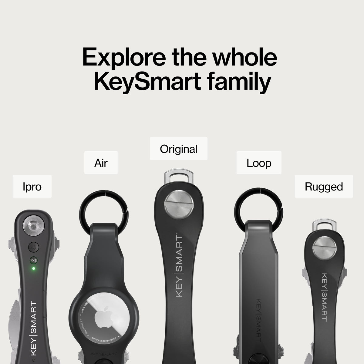 KeySmart Original Key Holder - Compact Key Organizer for Key Chain, Minimalist Clutter-Free EDC Keychains Key Ring, Red Forged Carbon, 14 Keys