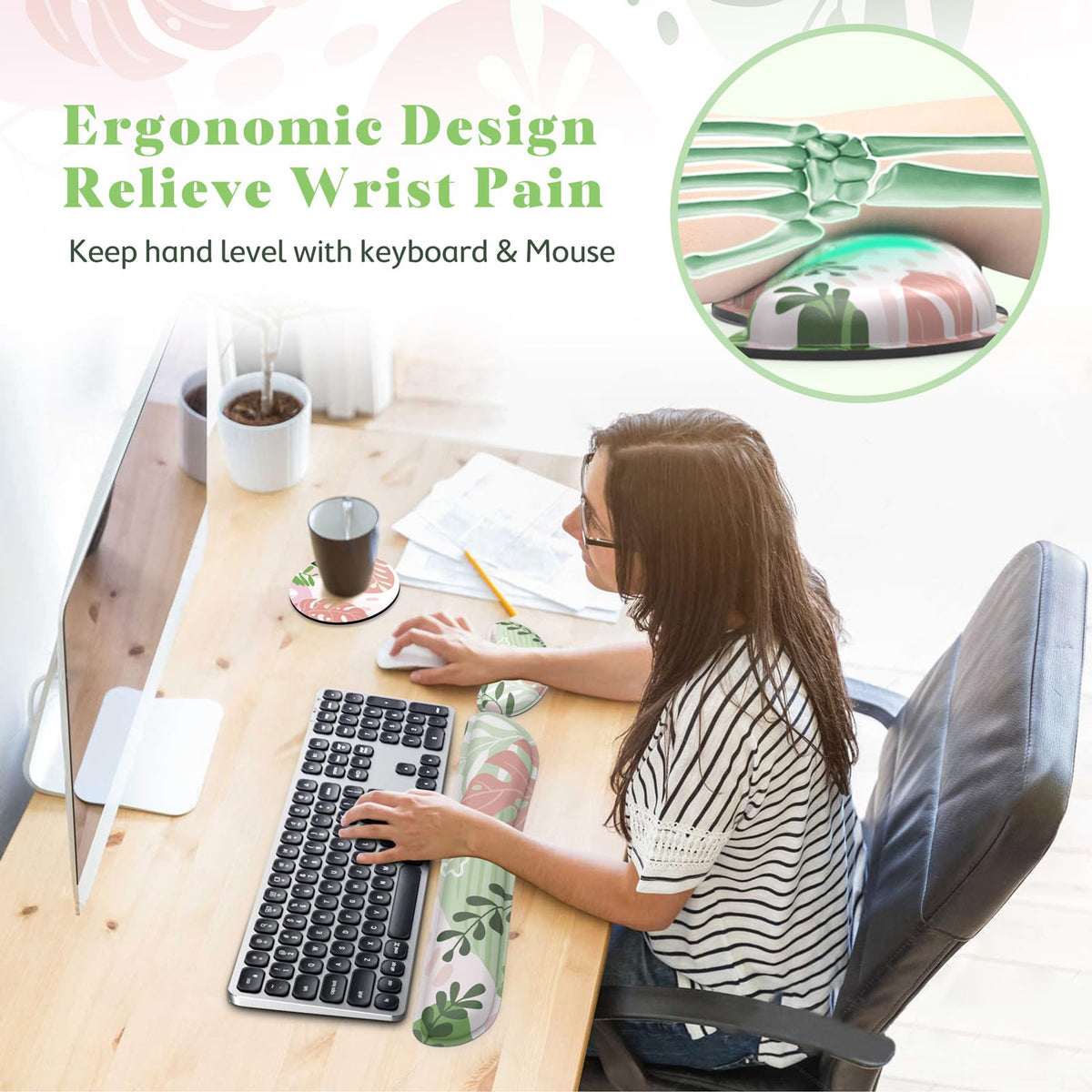 Gimars Memory Foam Wrist Rest for Computer Keyboard, Wrist Support for Office Gaming