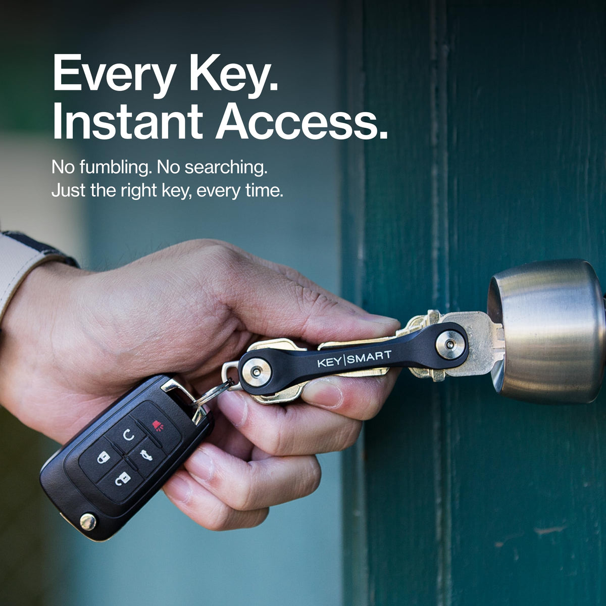 KeySmart Original Key Holder - Compact Key Organizer for Key Chain, Minimalist Clutter-Free EDC Keychains Key Ring, Red Forged Carbon, 14 Keys