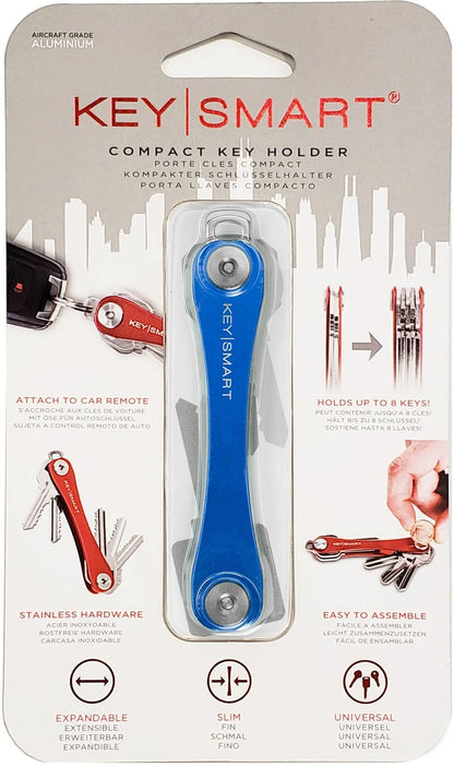 KeySmart Original Key Holder - Compact Key Organizer for Key Chain, Minimalist Clutter-Free EDC Keychains Key Ring, Red Forged Carbon, 14 Keys