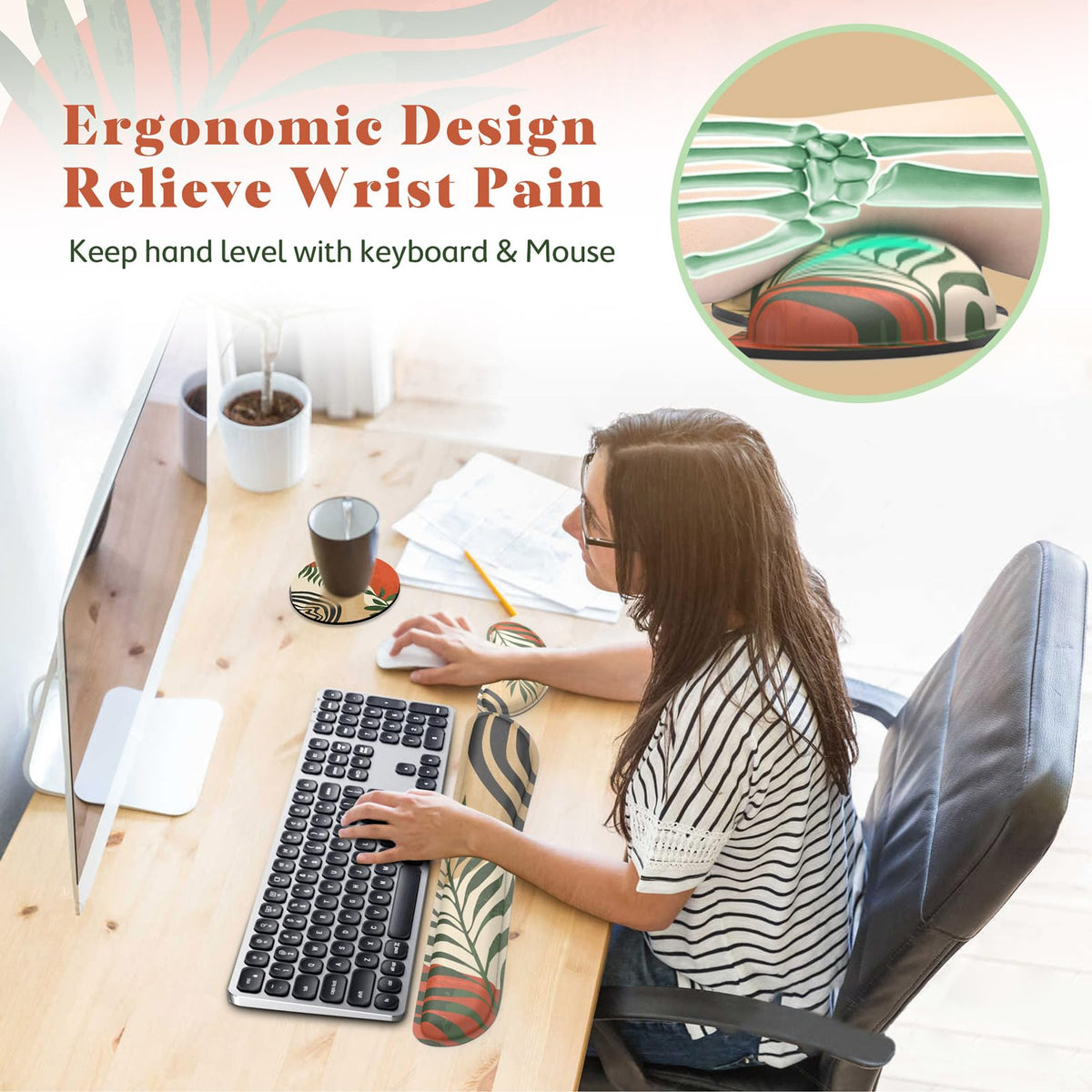 Gimars Memory Foam Wrist Rest for Computer Keyboard, Wrist Support for Office Gaming