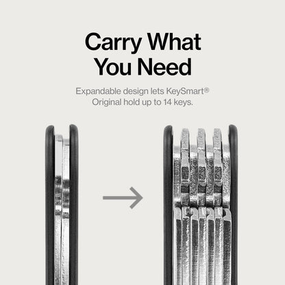 KeySmart Original Key Holder - Compact Key Organizer for Key Chain, Minimalist Clutter-Free EDC Keychains Key Ring, Red Forged Carbon, 14 Keys