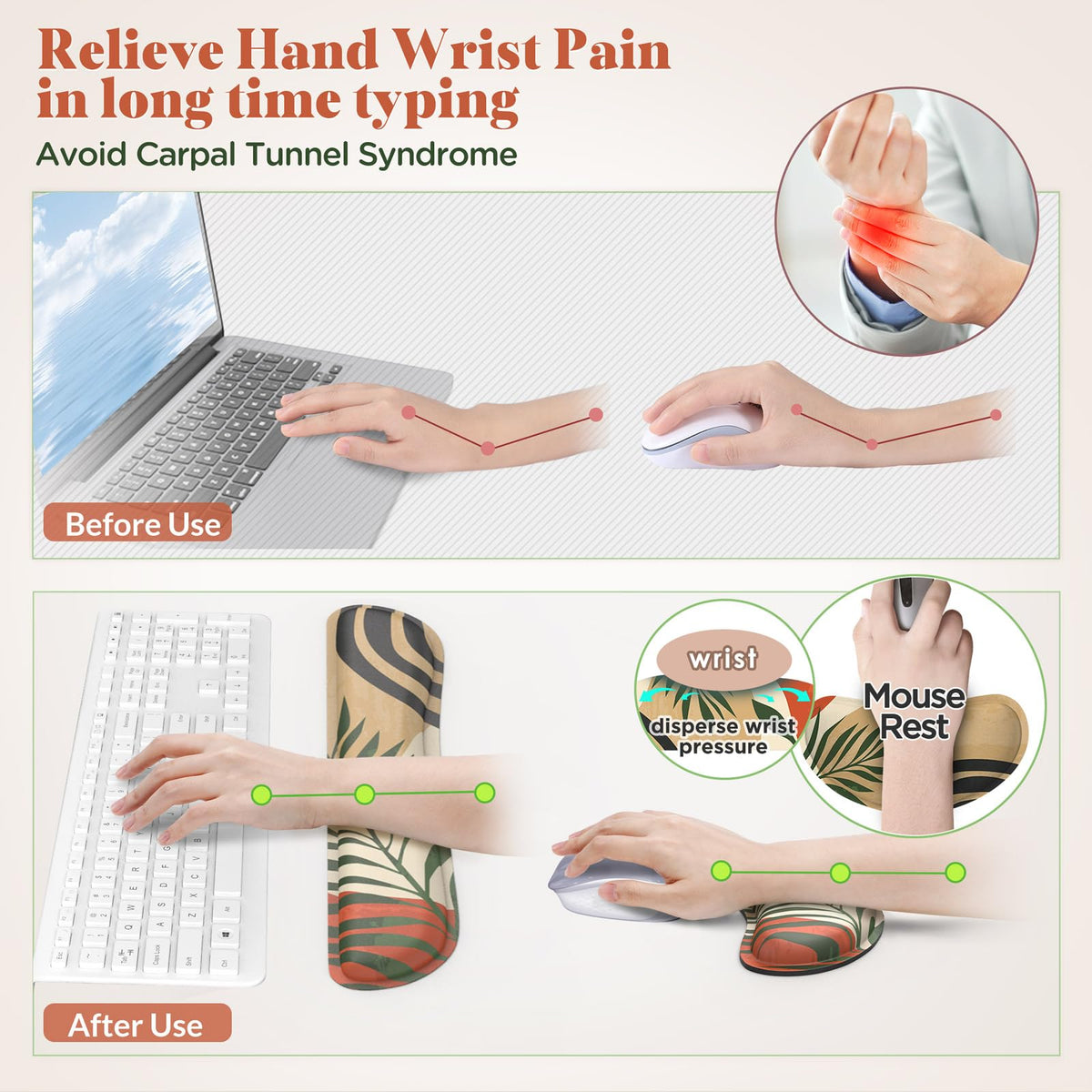 Gimars Memory Foam Wrist Rest for Computer Keyboard, Wrist Support for Office Gaming