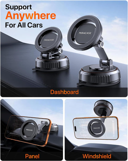 Miracase for MagSafe Car Mount [3600gf Strong Magnet & 89+LBS Suction Base]