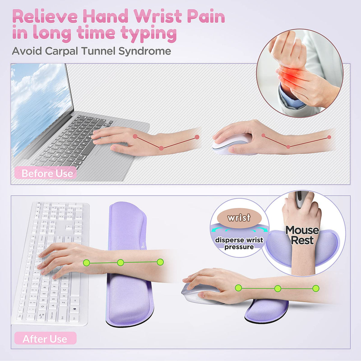 Gimars Memory Foam Wrist Rest for Computer Keyboard, Wrist Support for Office Gaming