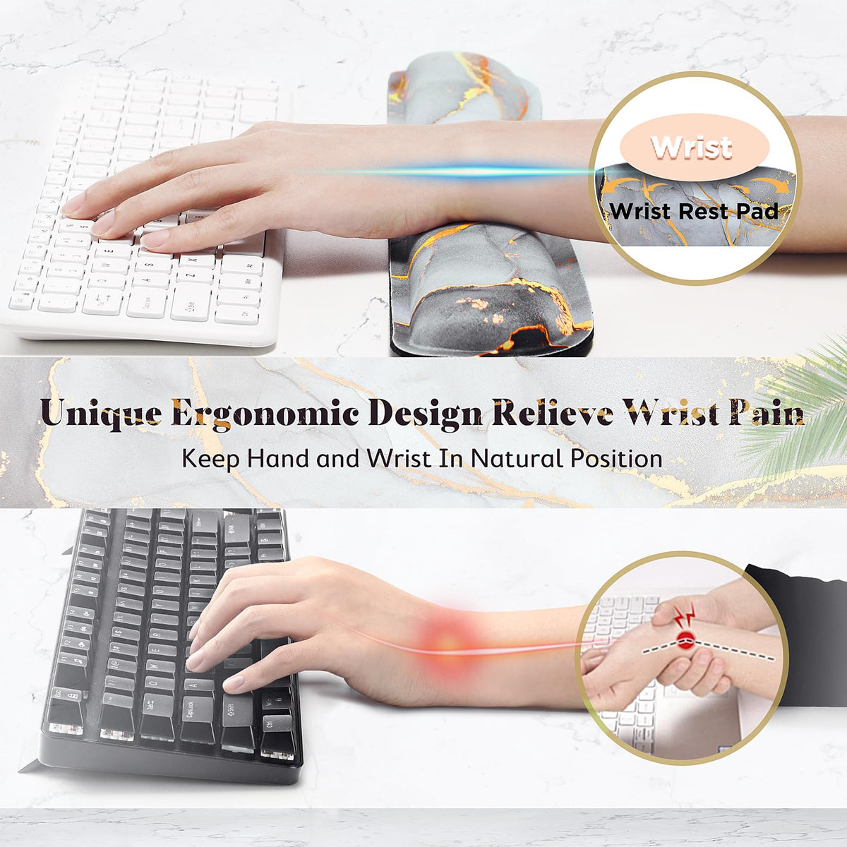 Gimars Memory Foam Wrist Rest for Computer Keyboard, Wrist Support for Office Gaming