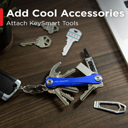 KeySmart Original Key Holder - Compact Key Organizer for Key Chain, Minimalist Clutter-Free EDC Keychains Key Ring, Red Forged Carbon, 14 Keys