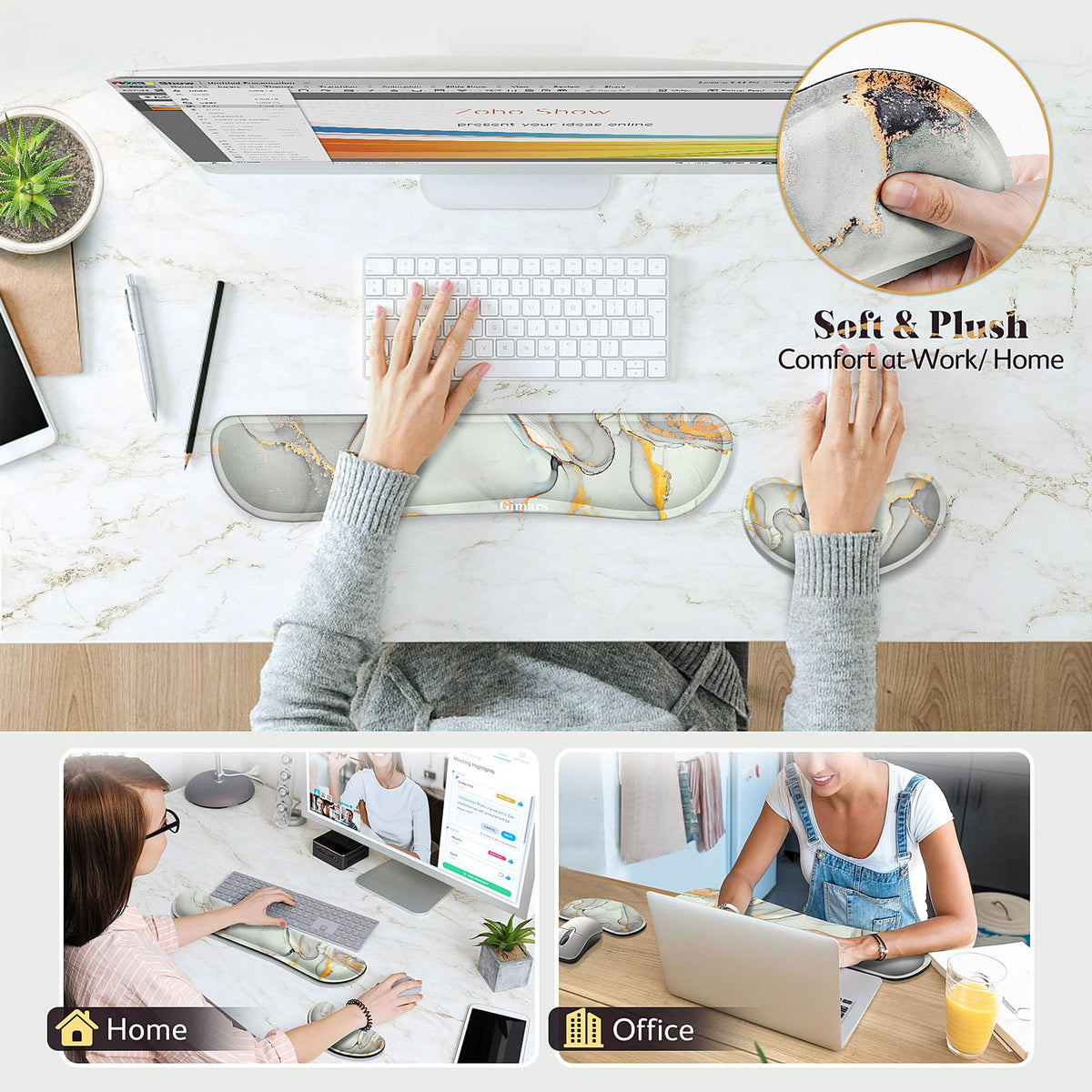Gimars Memory Foam Wrist Rest for Computer Keyboard, Wrist Support for Office Gaming