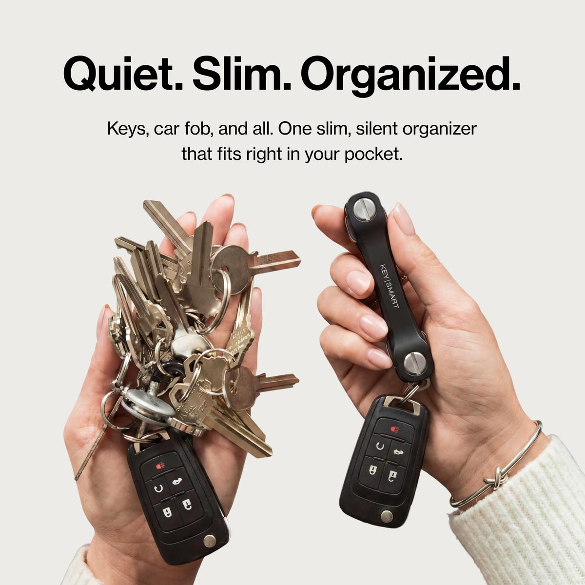 KeySmart Original Key Holder - Compact Key Organizer for Key Chain, Minimalist Clutter-Free EDC Keychains Key Ring, Red Forged Carbon, 14 Keys