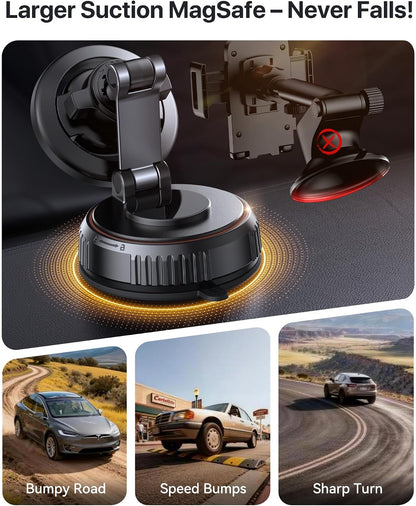 Miracase for MagSafe Car Mount [3600gf Strong Magnet & 89+LBS Suction Base]